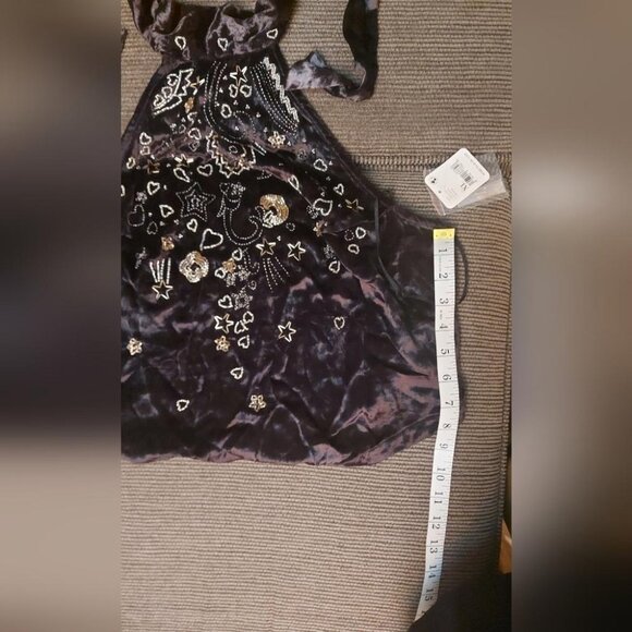 Y2K Western Halter Top NWT Free People Beaded Velvet - Picture 9 of 13